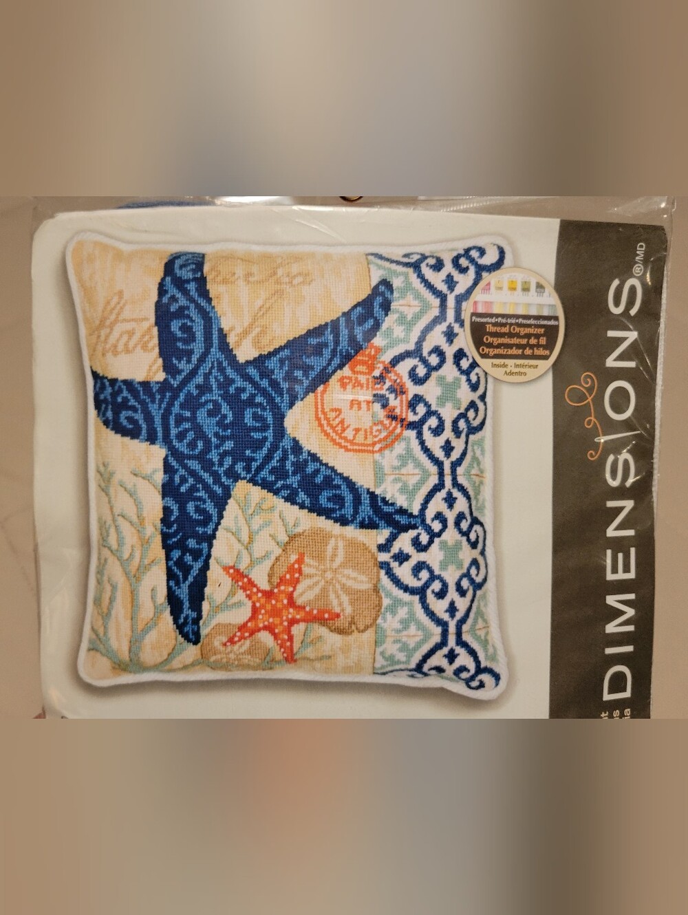 Dimensions Starfish Needlepoint Kit 14"x14" Jennifer Brinley Coastal #71-20075